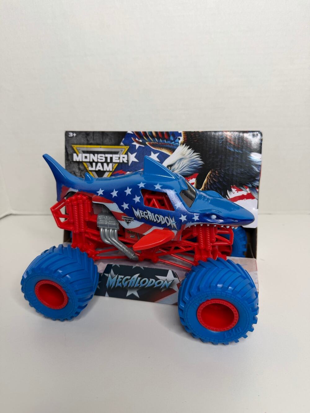 NEW Monster Jam Stars and Stripes MEGALODON 1:24 Monster Truck